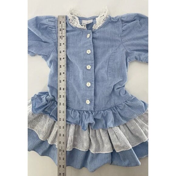 Vtg Eve Too! Byer California Button Ruffle Dress Sz 6 Cottage Flaw See Photos - Picture 7 of 9